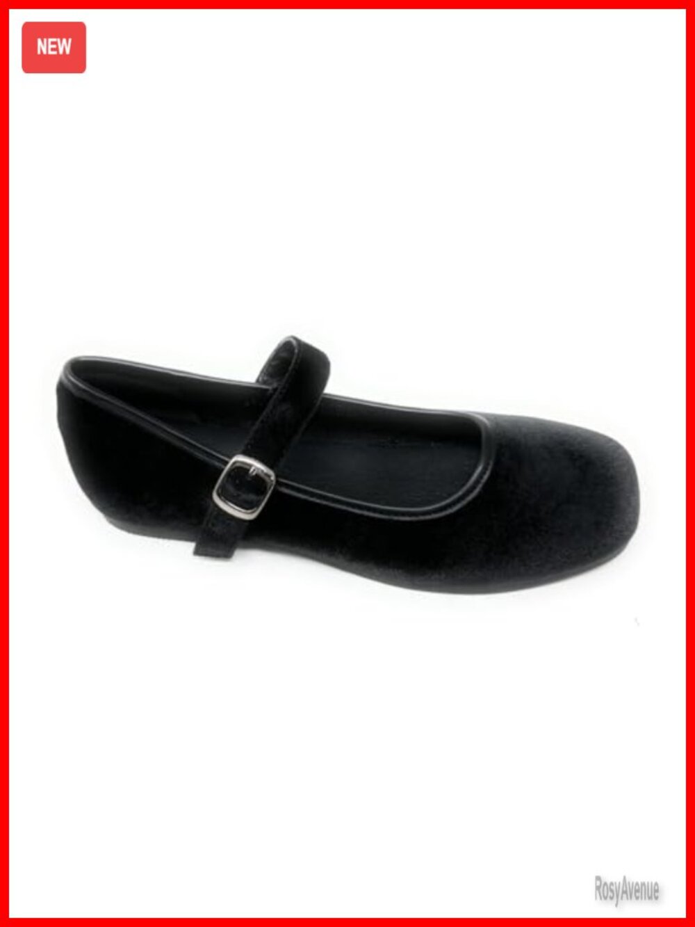 Velvet Mary Jane Flats Square Toe Ankle Strap Buckle Cushioned